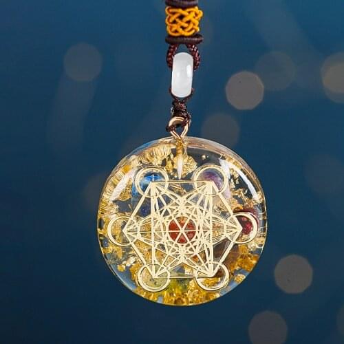 Geometry Chakra Energy Necklace Orgonite Pendant Sri Yantra Necklace Sacred Meditation Jewelry
