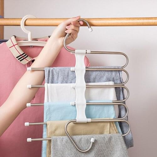 5-in-1 Clothes Rack Closet Organizer Space Saving Hanger Multifunctional Portable Stainless Steel Hanger For Clothes Storage