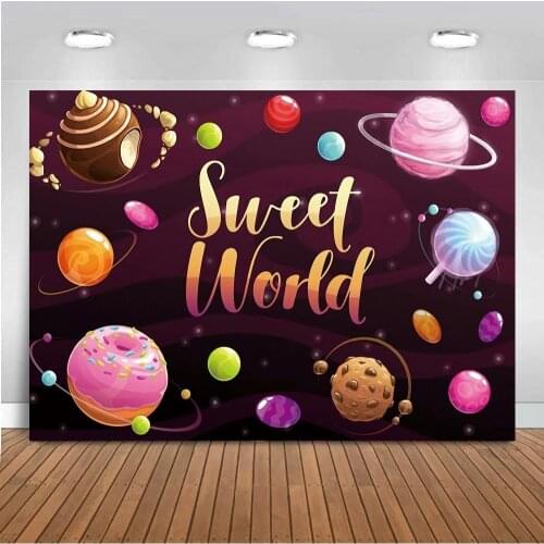 Vinyl Photography Background Backdrop Sweet Celebration Candy Universe Theme Birthday Party Portrait Photo Studio Wall Decor