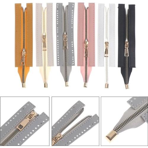 1PC High Quality Custom DIY Woven Bag Hardware PU Leather Zipper Sewing Accessories Metal Zipper Handbag 24cm