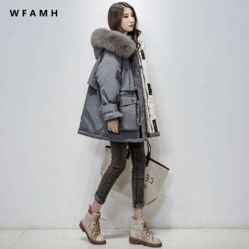 Famale Nature Fox Fur Hooded Winter Jacket Women 90% White Duck Down Thick Leather Coat Warm Belt Tied Up Snow Jacket cotton