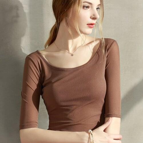 Women bottoming t-shirts o-neck slim knitted mesh patchwork black short-sleeved sexy top tees fashion outwear tops