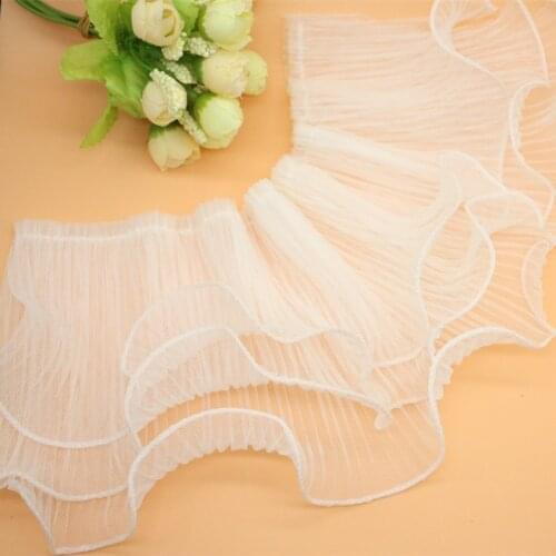 1M Pleated Tulle Guipure Trim 12cm Lace Ribbon DIY Sewing Curtain Black White Lace Fabric For Dress Craft Supplies dentelle LP41