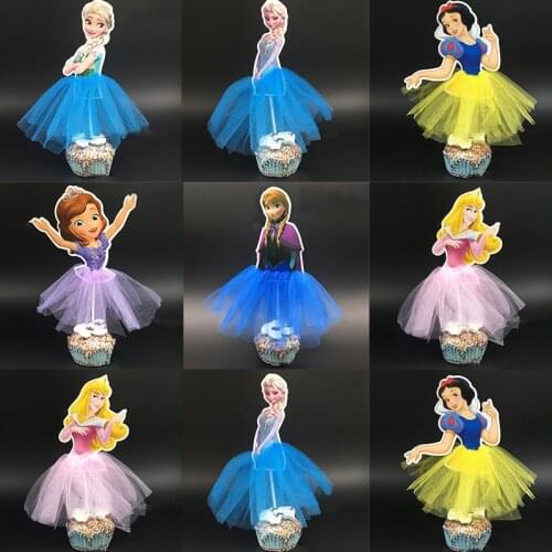 1pcs Aisha Snow White Princess Cake Inserts Birthday Party Decorations Kids Cake Topper For Girls Anniversaire Cake Supplies