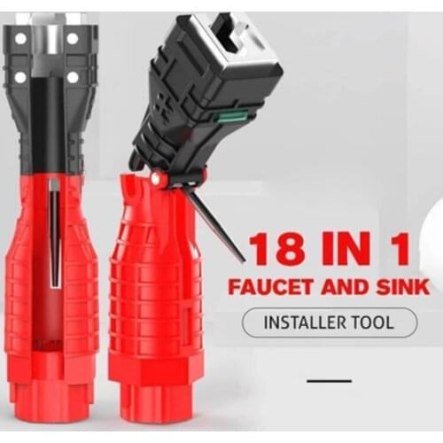 18 in 1 Foldable Water Pipe Wrench Double End Basin Bottom Pliers Sleeve Bathroom Faucet Sink Installation and Maintenance Tool