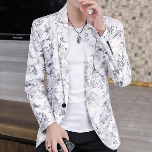 2022 Mens Printed Slim-Fit Trendy blazer Youth Paisley Leisure blazer