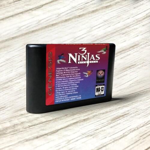 3 Ninjas Kick Back - USA Label Flashkit MD Electroless Gold PCB Card for Sega Genesis Megadrive Video Game Console