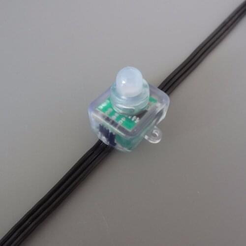 50pcs/set square type DC5V addressable 12mm WS2811 RGB led smart pixel node;all BLACK 18AWG)wire,IP68;with 0.2m xConnect pigtail