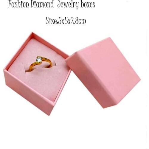 5x5x2.8cm 80pcs/lot New fashion pink diamond wedding jewelry organizer box Engagement Ring For Earrings Small Gift Storage Box