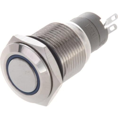 Brand New Angel Eye Blue Led 16mm 12V stainless Steel Round Momentary Push Button Switch