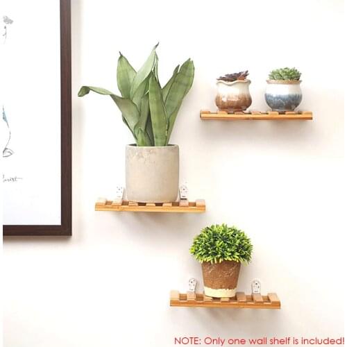 Bamboo Bathroom Shelve Wall Hanging Storage Rack Floating Shelf Bracket Wall Ledge Living Room Storage Holder Home Decoration