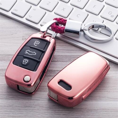 Tpu car key case cover for audi a3 8p 8v a4 b7 b8 b5 b9 a1 a5 q7 q5 a6 4f c6 c5 c7 c4 tt q3 s3 a7 a8 c4 tt 8n shell covers