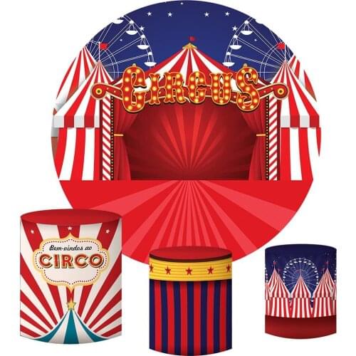 Circus Photo Background Birthday Party Round Backdrop Kids Curtain Banner Dessert Cake Table Photobooth