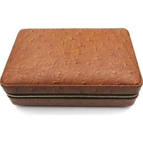 COHIBA Brown Leather Cedar Wood Cigar Humidor Cigar Case Cigars Box With Lighter Cutter Humidifier Travel Portable Humidor Box