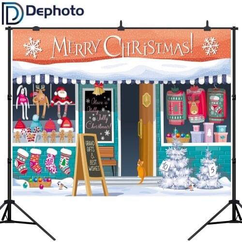 Dephoto Christmas Shop Photography Backdrop toy store Cartoon Background photocall photoshoot prop studio custom decoration