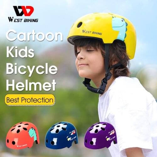 WEST BIKING Cartoon Kids Bicycle Helmet EPS Protective Gear Girls Boys Bike Riding Sports Safety Cap Children Cycling Helmet
