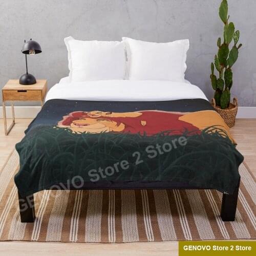The Lion King Mufasa and Simba Throw Blanket Throws for Girls Boys Childrens Kids Adult Gift Home Bedroom Decoration Flannel