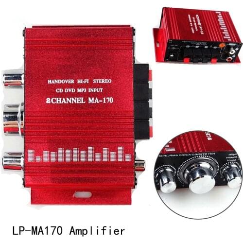 Loudspeaker Stereo Connection RCA Low Distortion Car Audio 12V Mini Hi-Fi Digital MP3 2 Channel Red LP-MA170 Amplifier 2*20W
