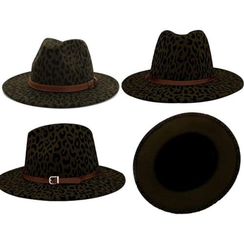 European and American new fedora hat leopard print top hat pearl flat brim couple hat jazz hat spot кепка женская