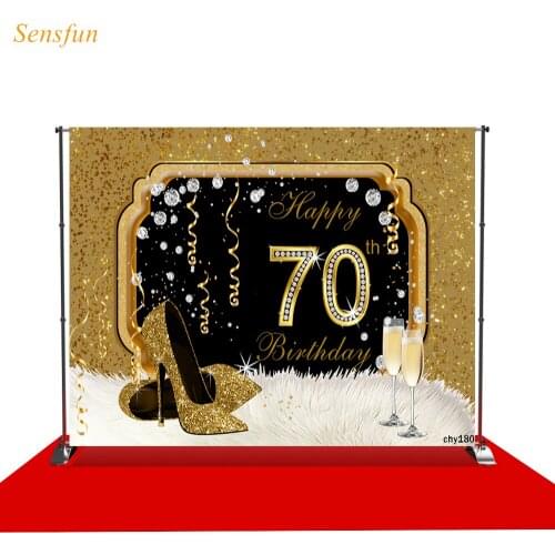 LEVOO Photography Backdrop 70th Birthday Champagne Diamond Heels Sequins Photo Backgrounds Photocall Shoot Props Photo Studio