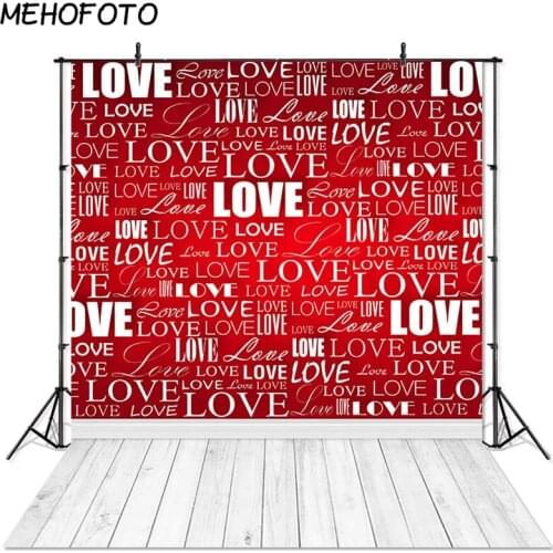 Valentines Day Photography Background Red Love Wall Photo Booth Backdrop for Photographic Studio Wood Floor Props