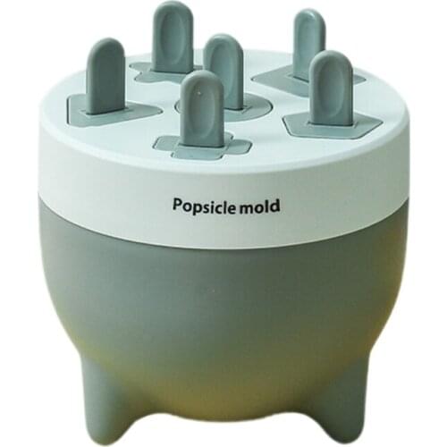 H7JB 6 Cells Round Shape Ice Cream Mold Reusable Home Ice Cream Maker DIY Popsicles Tray Mould