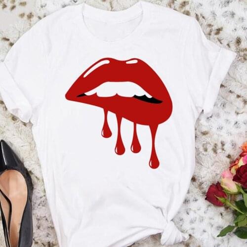Clothes Graphic T Top Lady Print Tee T-Shirt Women Trend Style Cute Cartoon Clothing Sexy Lip Summer Female Tshirts