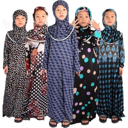 Islamic Clothing Girls Abaya for Children Child Hijab Muslim Prayer Dress for Kids Kaftans Ropa Arabe Mujer Ramadan Robe Dubai