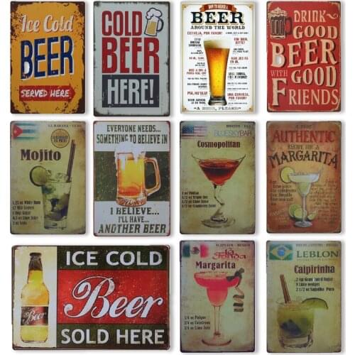 Beer Stickers Metal Tin Sign Vintage Beer Girl Poster For Coffee Bar Door Sign Decor Retro Style Environmental Protection Wall