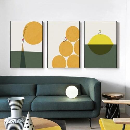 Lemon Orange Mini Girl Poster Nordic Abstract Fruit Canvas Painting Prints Wall Art Picture Living Room Decoration Bedroom Decor