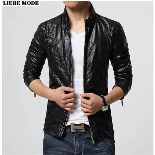 Men Faux Leather Jacket Motorcycle Biker Mens Spring Autumn Jackets Black Khaki Red Outwear Male Pu Leather Coats Plus Size 6XL