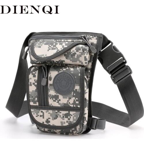 DIENQI Tactical Waterproof Fanny Pack Men Small Motorcycle Drop Leg Bag Cross Body Sling Chest Bag Sports Male Shoulder Wait Bag
