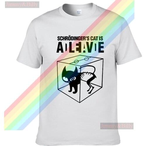 Schrodingers Cat Skinny Cat In A Box Men Women Summer 100% Cotton Black Tees Male Newest Top Popular Normal Tee Shirts Unisex