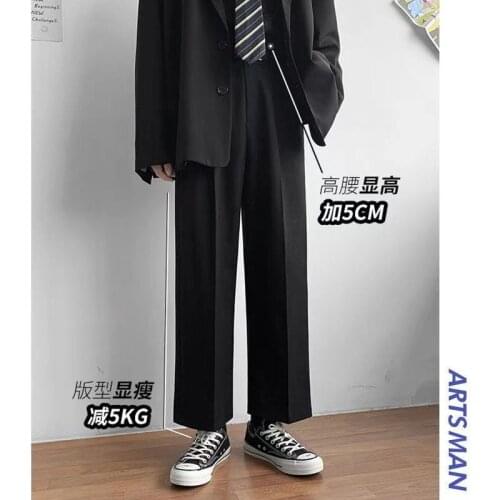 New DK style trousers mens straight loose fashion trend suit pants black/grey color casual pants hot sale trousers S-3XL