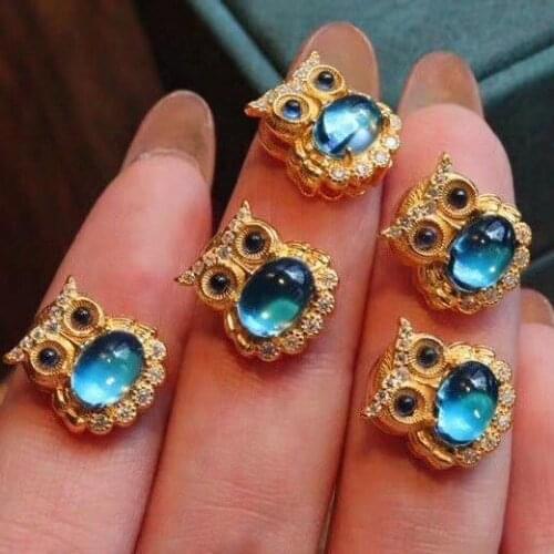 Natural Topaz Pendant Necklace Crystal Net Body Owl Necklace for Women Niche Design Sterling Silver Clavicle Chain Women