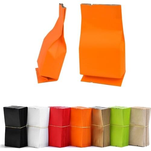 5.5x12cm (2x4.75in) 100pcs Flat Kraft Paper Storage Bags Tea Coffee Open Top Heat Sealing Aluminum Foil Side Gusset Package Bag