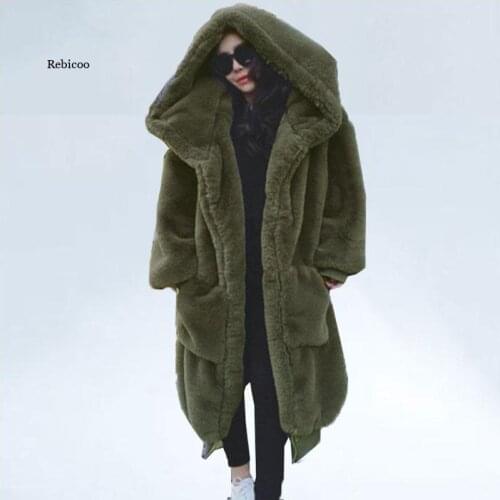 Oversized Winter Faux Fur Coat Women Parka Long Warm Faux Fur Jacket Coats Hoodies Loose Winter Coat Outwear casaco feminino
