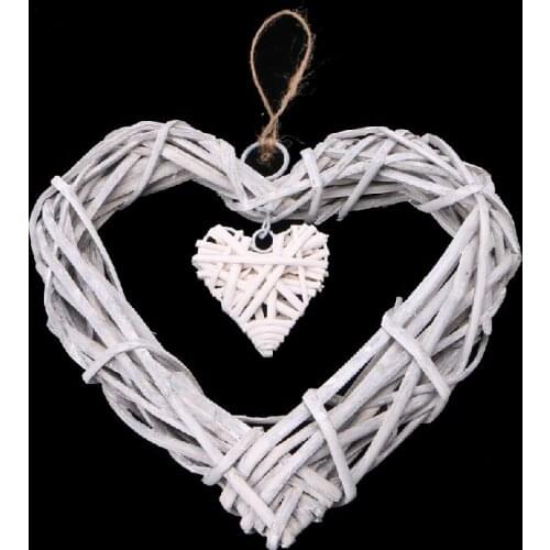 Heart Wicker Wreath Home Wall Hanging Wedding Birthday Party Ornament Decor