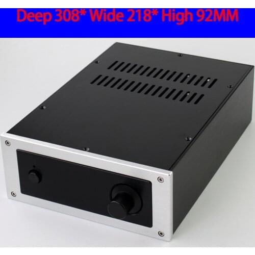 KYYSLB 308*218*92MM WA49 All Aluminum Preamp Amplifier Chassis Box House DIY Enclosure with Feet Knob Amplifier Case Shell