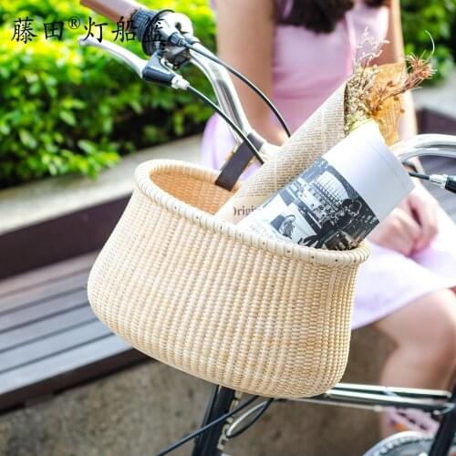 Manual Woven Hanging Basket Wall Hanging Home Organization and Storage Bicycle Shopping Fruit Vegetables gift bamboo Basket