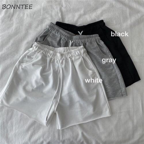Shorts Women Harajuku Loose Summer Casual Solid Drawstring High Waist Girls Soft Cool Female Wide Leg Trouser All-match Stretchy
