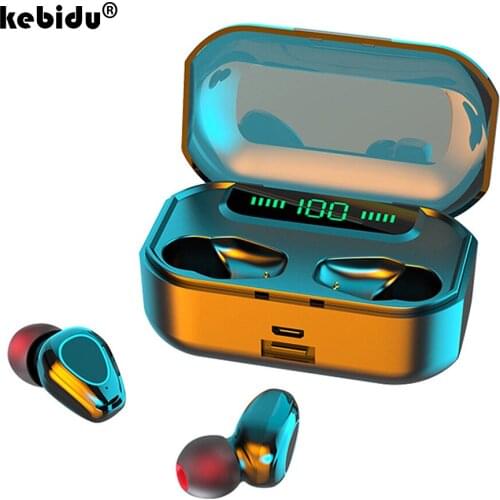Kebidu TWS Bluetooth 5.0 Wireless Earphones Headphone Touch Control Earphones Stereo Sport Headset LED Display Gaming Earphone