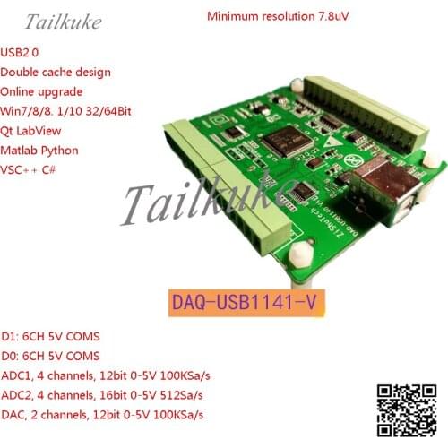 USB1140 / 1141-V Data Acquisition Card 4-channel 16-bit ADC Ads1115 LabviewPythonC