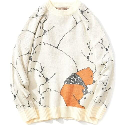 Knitted Sweater Men Thick Pullovers Fashion Winter Animal Cartoon Clothes Warm Casual Loose Cute Sweater Men Streetwear Pullover