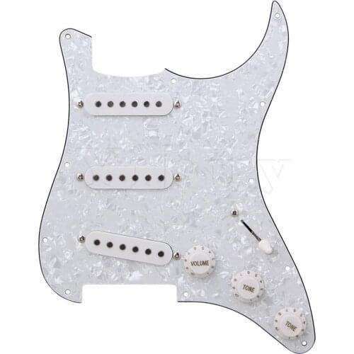 Yibuy Loaded Pickguard white Pearl 3 Single Coil for Guitar