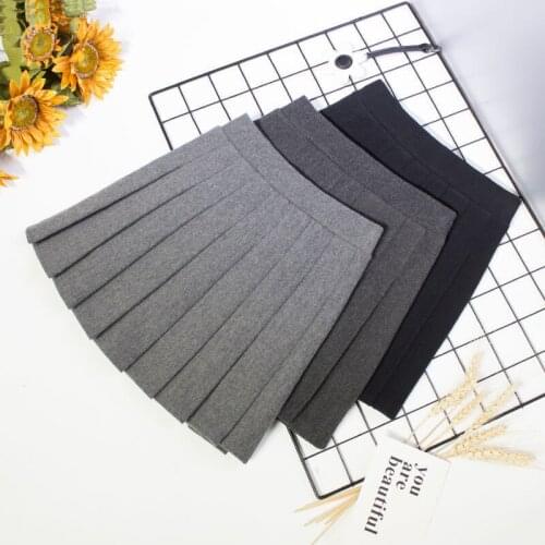 New 2021 Autumn Winter Woolen Pleated Mini Skirt for Women Casual Solid Color Elastic High Waist with Lining Skirts Y92