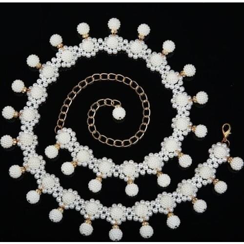 2019 Women Belly Dance Accessories Belt Dance Clothes Waist Belt White pearl Body Jewelry