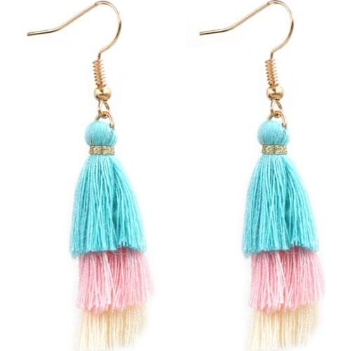 3 Layered Bohemian Fringed Cheap Statement Tassel Earrings For Women Long Drop Dangle Earrings 2019 Boho Indian Jewelry