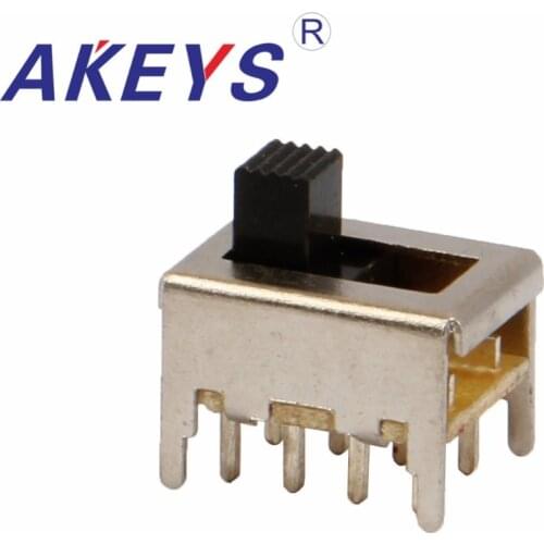 10PCS SS-23F06 2P3T Double pole three throw 3 position slide switch 8 solder lug pin verticle type with 4 fixed pin