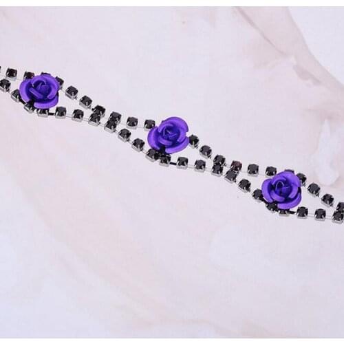 10Yards Resin Rose Flower Craft Crystals Rhinestones Trim Ribbon Strass Chain For Sewing DIY Project